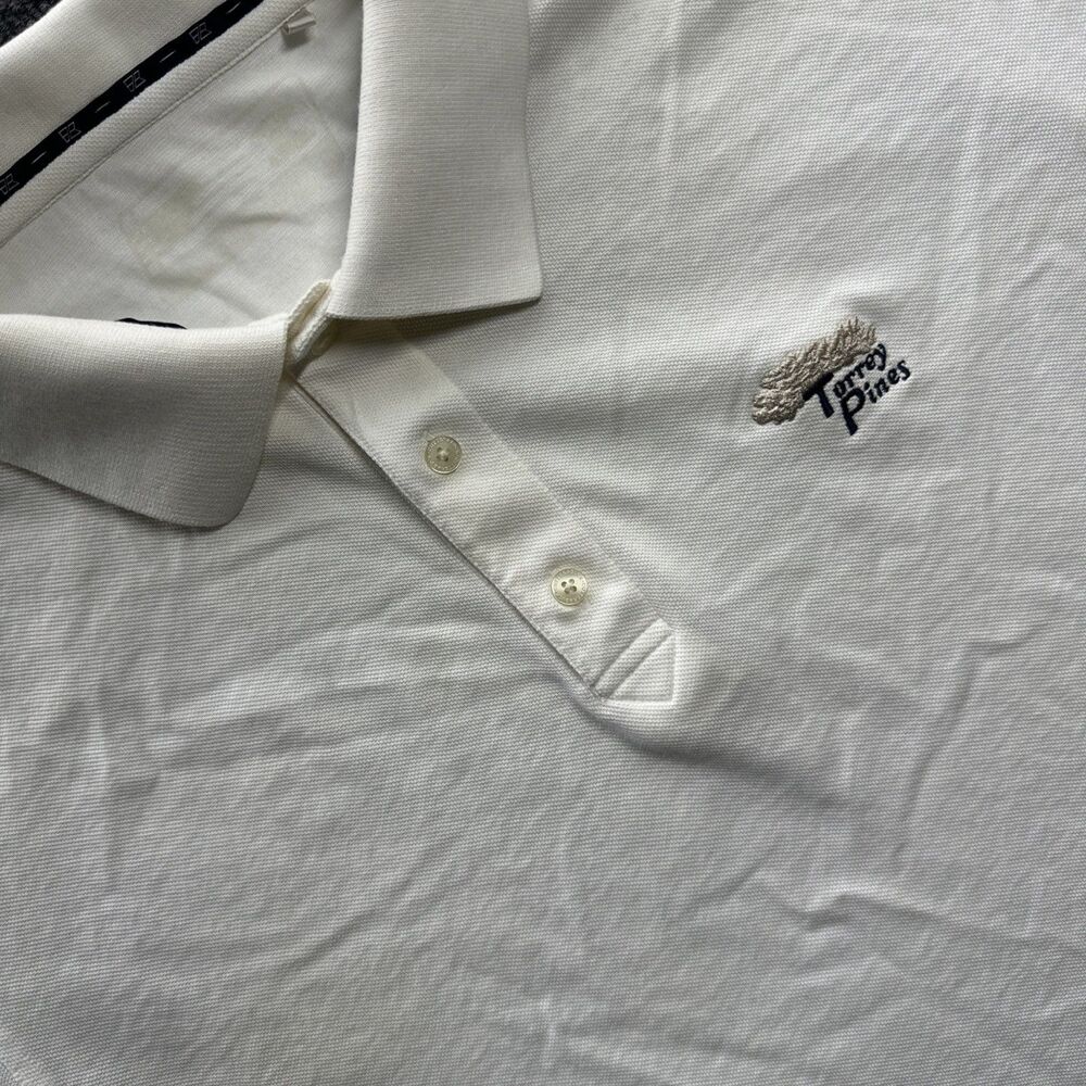 BK Shirt Mens XL White Torrey Pines Golf Polo Performance Stretch